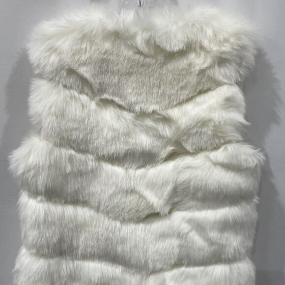 White 100% Ostrich Hair Fur Trim Sleeveless Lined Open Front Vest - Picture 2 of 13